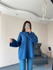 Mavi Yumoş Pinterest Triko Kazak