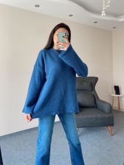 Mavi Yumoş Pinterest Triko Kazak