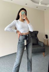 Zra Etiketli Antrasit Boyfit Jean