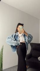 Balon Kol Oversize Denim Ceket