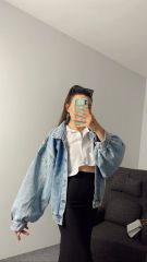 Balon Kol Oversize Denim Ceket