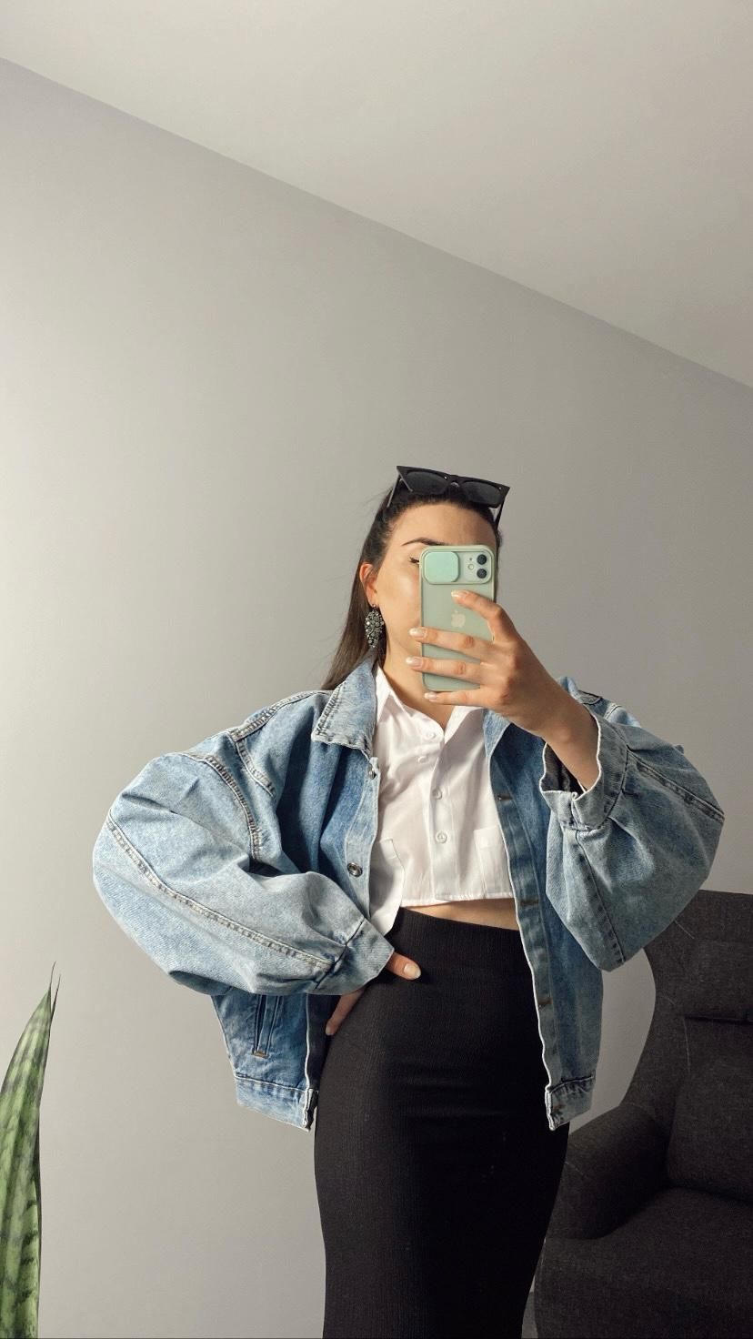 Balon Kol Oversize Denim Ceket