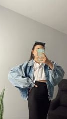 Balon Kol Oversize Denim Ceket
