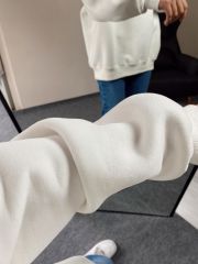 Beyaz Üç İplik Şardonlu Unisex Oversize Sweatshirt