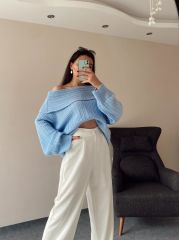 Ekru Keten Palazzo Pantolon