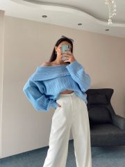 Ekru Keten Palazzo Pantolon