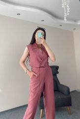 Gül Kurusu Tensel Yelek Pantolon Takım