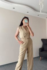 Camel Tensel Yelek Pantolon Takım