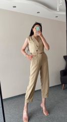 Camel Tensel Yelek Pantolon Takım