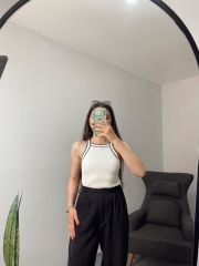 Biyeli Beyaz Triko Atlet Body