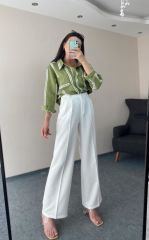 Yeşil Çizgili Oversize Pamuk Gömlek