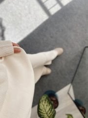 Ekru Kazak Pantolon Triko Takım