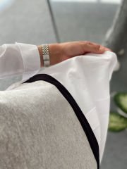 Sweatshirt Detaylı Beyaz Gömlek