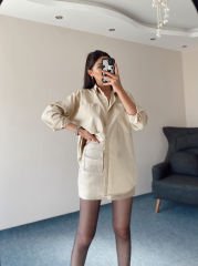 Bej Oversize Gömlek