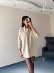 Bej Oversize Gömlek