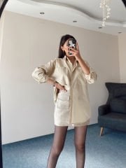 Bej Oversize Gömlek