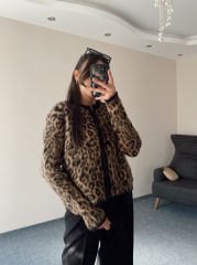 Massimo Etiketli Leopar Desen Hırka