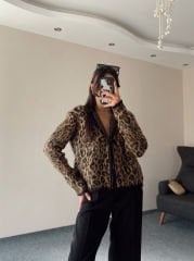 Massimo Etiketli Leopar Desen Hırka