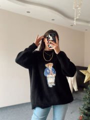 Siyah Ayıcık Nakışlı Kazak