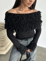 Siyah Madonna Yaka Kazak