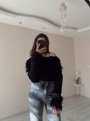 Siyah Madonna Yaka Kazak