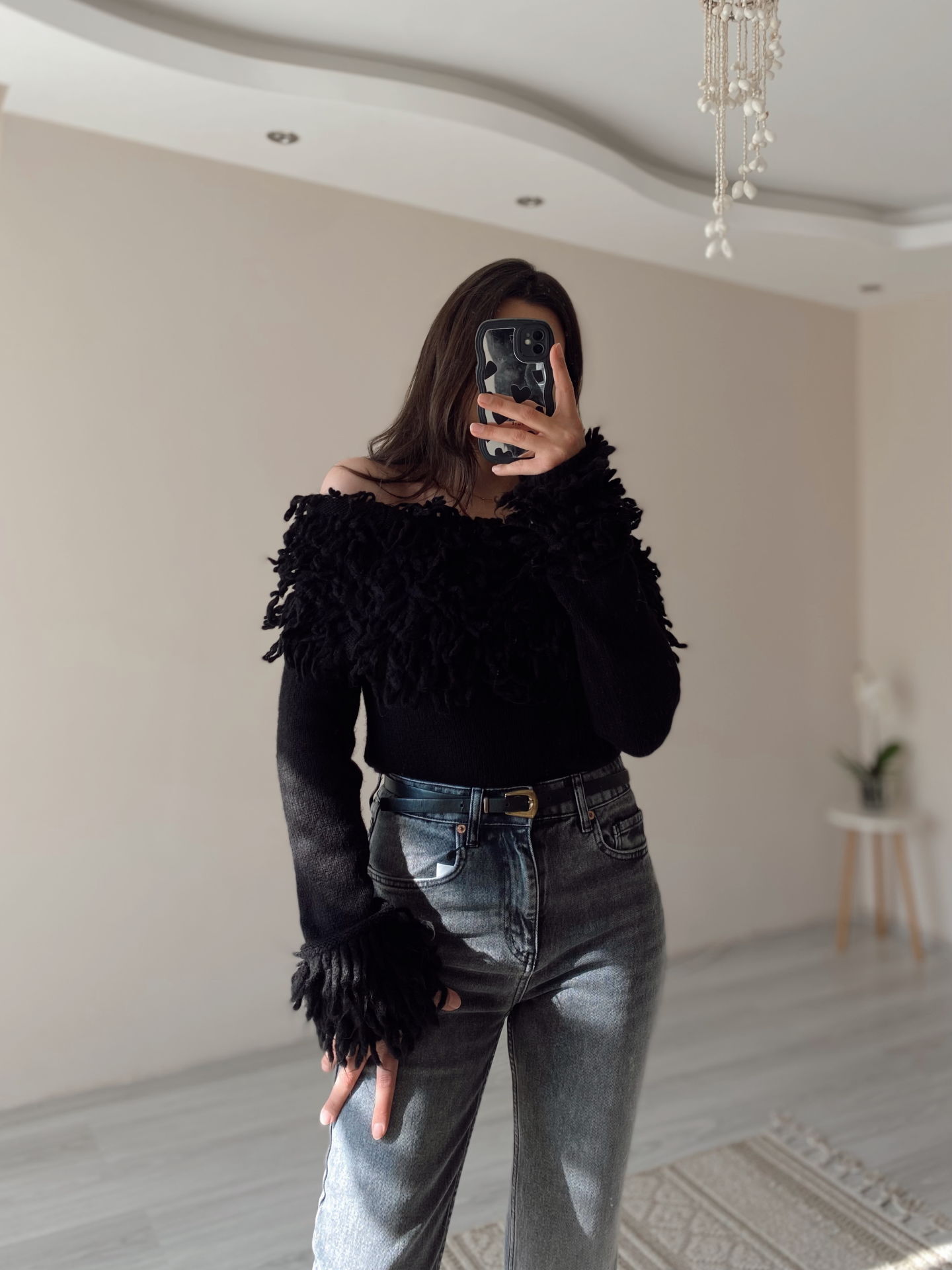 Siyah Madonna Yaka Kazak