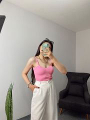 Pembe Askılı Triko Atlet