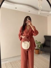 Gül Kurusu Krinkıl Kumaş Takım