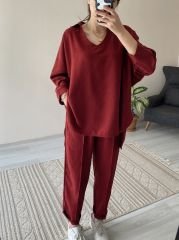 Bordo Keten Kumaş Salaş Takım
