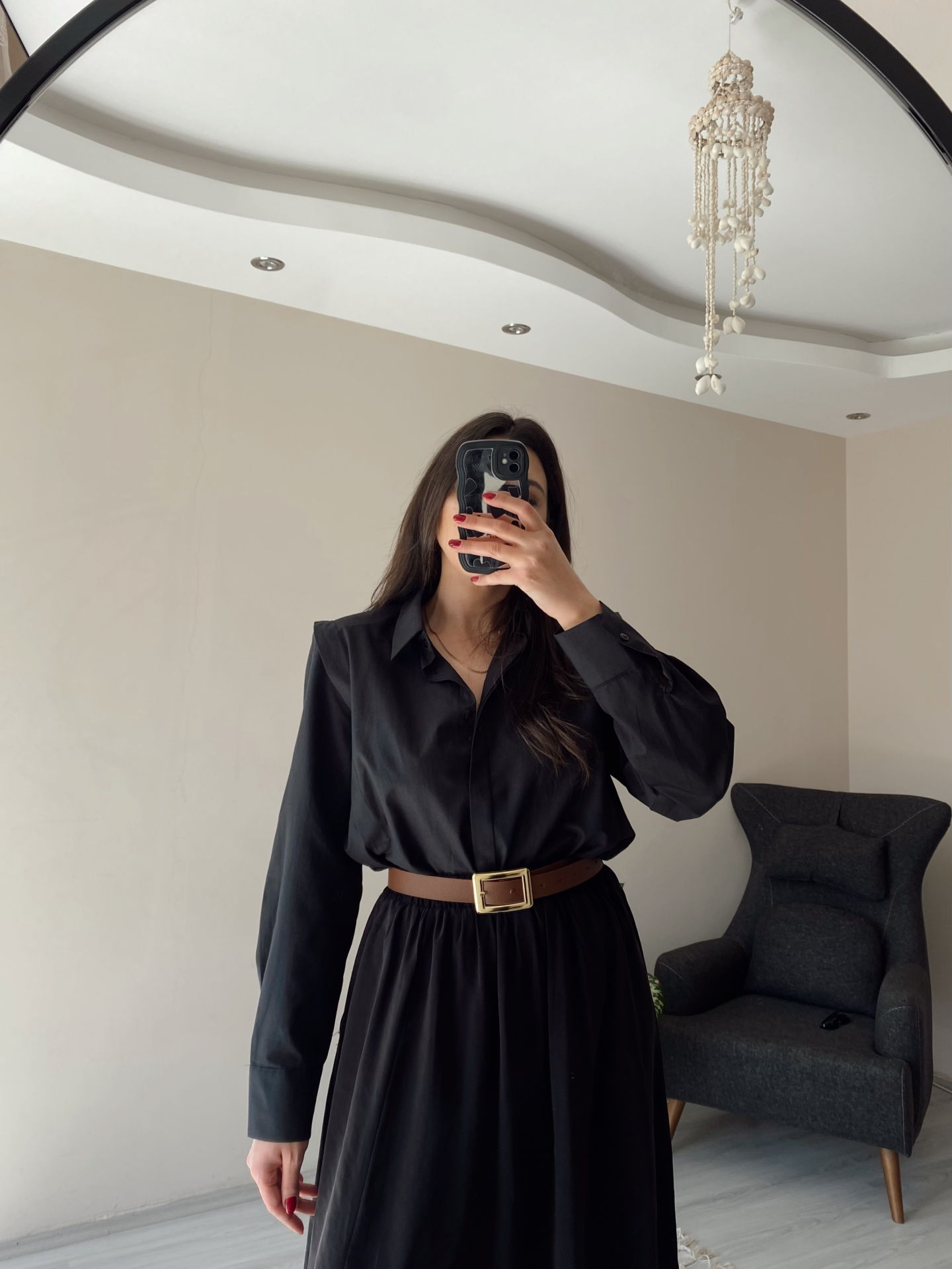 Siyah Oversize Premium Vatkalı Gömlek