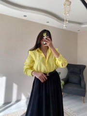 Sarı Oversize Premium Vatkalı Gömlek
