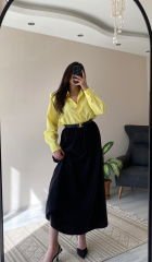 Sarı Oversize Premium Vatkalı Gömlek