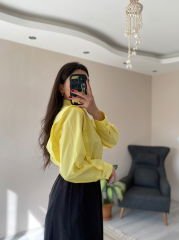 Sarı Oversize Premium Vatkalı Gömlek