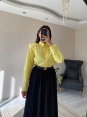 Sarı Oversize Premium Vatkalı Gömlek