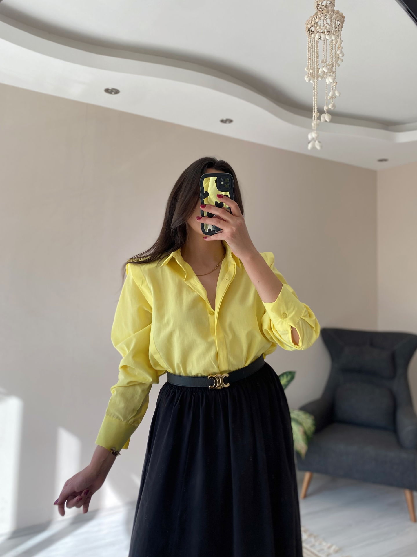 Sarı Oversize Premium Vatkalı Gömlek