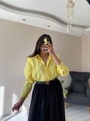 Sarı Oversize Premium Vatkalı Gömlek