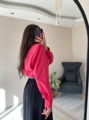 Pembe Oversize Premium Vatkalı Gömlek