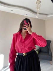 Pembe Oversize Premium Vatkalı Gömlek