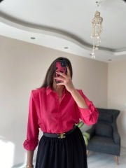 Pembe Oversize Premium Vatkalı Gömlek