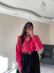 Pembe Oversize Premium Vatkalı Gömlek