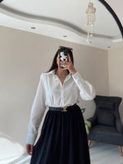 Beyaz Oversize Premium Vatkalı Gömlek