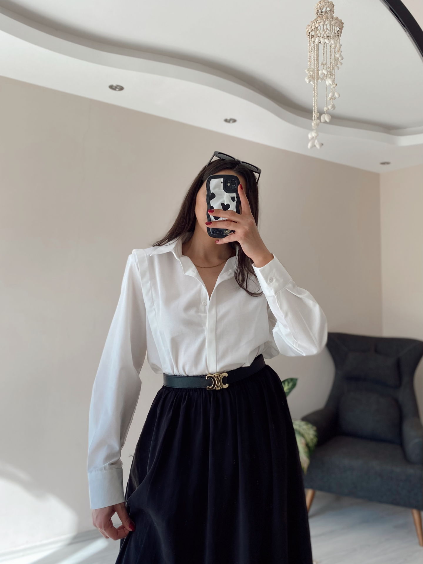 Beyaz Oversize Premium Vatkalı Gömlek