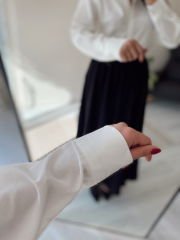 Beyaz Oversize Premium Vatkalı Gömlek