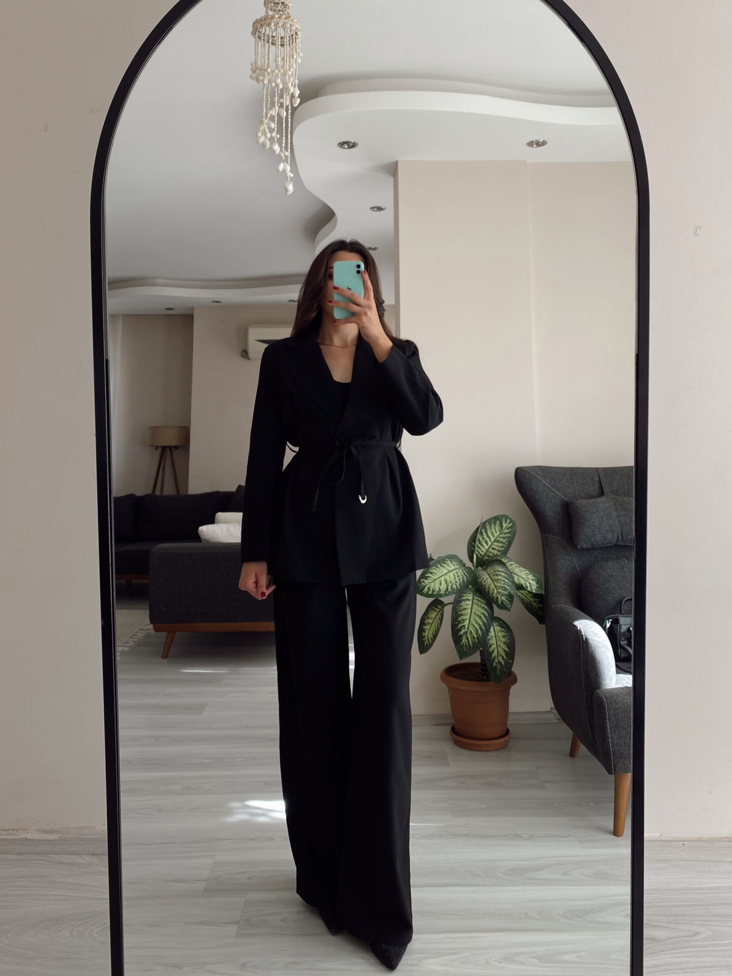 Blazer Ceket & Palazzo Pantolon İkili Takım