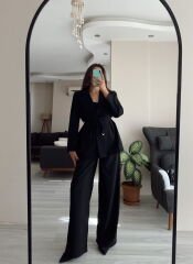Blazer Ceket & Palazzo Pantolon İkili Takım