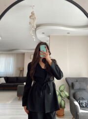 Blazer Ceket & Palazzo Pantolon İkili Takım