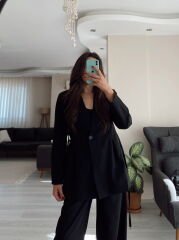 Blazer Ceket & Palazzo Pantolon İkili Takım