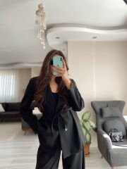 Blazer Ceket & Palazzo Pantolon İkili Takım