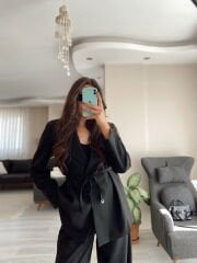 Blazer Ceket & Palazzo Pantolon İkili Takım