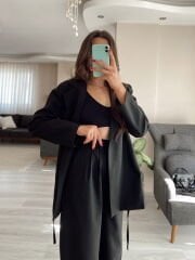 Blazer Ceket & Palazzo Pantolon İkili Takım